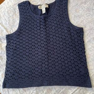 Norton McNaughton Blue Cropped Boxy Tank‎ Top